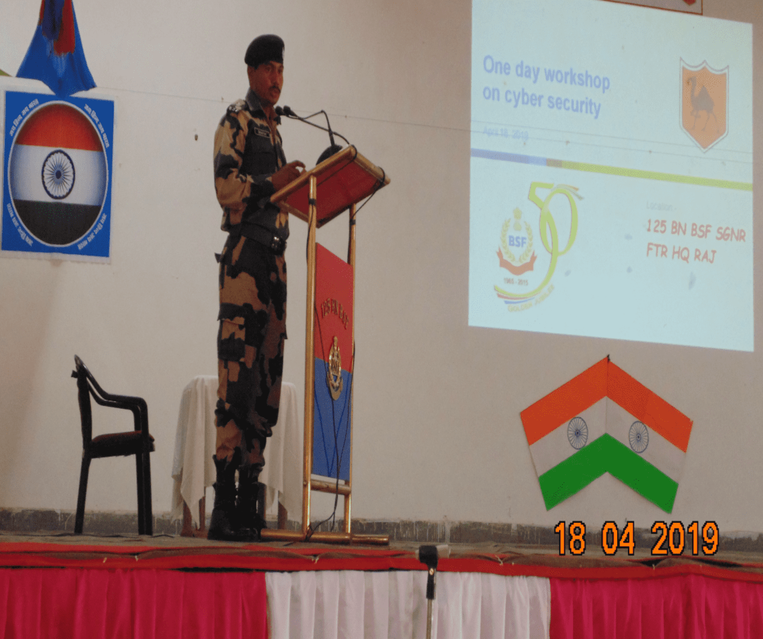 Gujarat Technological University under ISEA– Phase II, Project of Ministry of Electronics and Information Technology has conducted a cyber security workshop for the awareness of the recent cyber crimes.
 Prof. Deepak Upadhyay as ISEA CO– Chief Investigator (GTU) conducted workshop at Border Security Force, Sri Ganganagar, Rajasthan.
This workshop was 1050 KM far from Gujarat Technological University and approx. 65 officials were present during the workshop.
